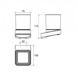 Склянка для зубних щіток Ravak 10° з утримувачем латунь/скло чорний матовий X07P557