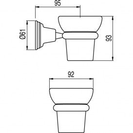 Стакан для зубных щеток Tres Retro-Tres с настенным держателем керамика/металл белый/состаренная латунь 5246361251