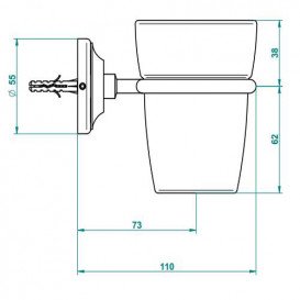 Склянка настінна для зубних щіток THG Savannah матове скло/золото/білий G52 D03 00536
