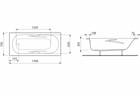 Стальная ванна Jika Alma 170х75 см с ручками белый H2342740000001