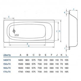 Стальная ванна Koller Pool Liberty 140х70 см белый B40C2200E