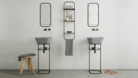 Стелаж для ванної кімнати Simas Wave 33х21 см метал чорний матовий WASS06