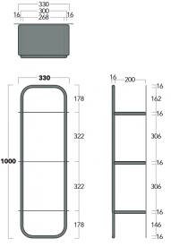 Стелаж для ванної кімнати Simas Wave 33х21 см метал чорний матовий WASS06