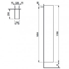 Стелаж для ванної Laufen Space 15х29,4х170 см HPL світлий горіх H4109051601011