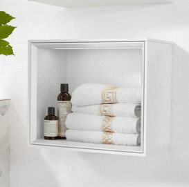 Стеллаж для ванной Villeroy & Boch Finion 41,8х35,6х27 см с подсветкой МДФ глянцевый белый лак/белый матовый лак F580MTGF