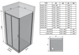 Стенка для душевой кабины Ravak Blix BLPS-90 профиль белый стекло grape 9BH70100ZG