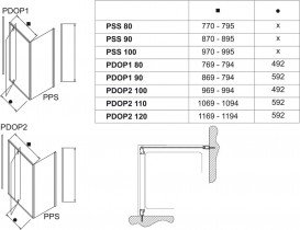 Стінка для душової кабіни Ravak Pivot PPS-90 профіль полірований алюміній скло transparent 90G70C00Z1