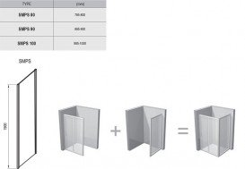 Стенка для душевой кабины Ravak SmartLine SMPS-80 L профиль хром стекло transparent 9SL40A00Z1
