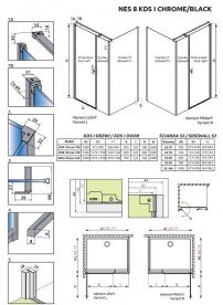 Стенка душевая фронтальная Radaway Nes 8 Black KDS I 52,8 см черный/прозрачное стекло 10073114-54-01