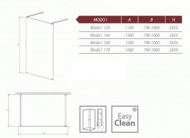Стенка душевая фронтальная Radaway Walk-in Modo I 170 хром прозрачное стекло 351174-01-01N