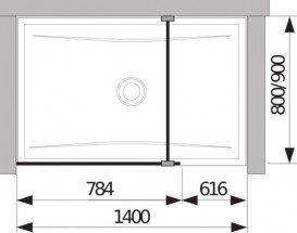 Стінка душова Jika Cubito Pure Perla Glass 78 см сріблястий профіль прозоре скло H2684200026681