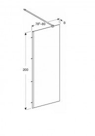 Стенка душевая Kolo Geo Walk-in 80х200 см серебряный блеск/прозрачное стекло Reflex 560.119.00.3