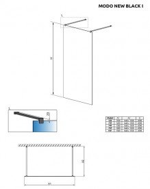 Стінка душова Radaway Modo New Black I 150 чорний / прозоре скло 388154-54-01