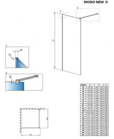 Стенка душевая Radaway Modo New II Walk-in 130 профиль хром прозрачное стекло 389134-01-01
