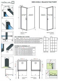 Стенка душевая Radaway Nes 8 Black KDJ I Factory S1 100 см черный/стекло Factory 10089100-54-55