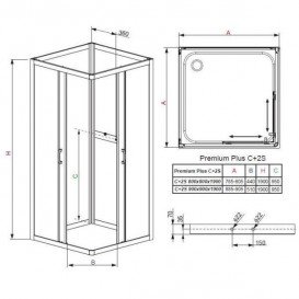 Комплект задніх стінок Radaway Premium Plus 2S 90 см профіль хром скло фабрик 33433-01-06N