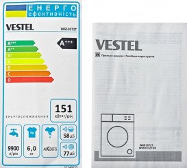 Стиральная машина Vestel узкая 6 кг 1000 об/мин темное серебро W6S10T2TDS