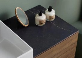 Стільниця для шафки та бокового елемента Geberit One 45х46,5 см керамограніт чорний мармур 505.080.00.1