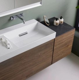 Стільниця для шафки та бокового елемента Geberit One 45х46,5 см керамограніт чорний мармур 505.080.00.1