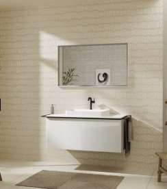 Стільниця Hansgrohe Xelu Q 118х55 см з вирізом під раковину 60 см ДСП білий глянцевий 54111050