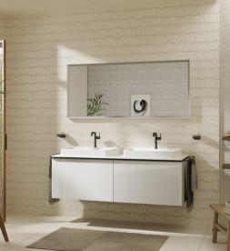 Столешница Hansgrohe Xelu Q 156х55 см с 2 вырезами под раковину 60 см ДСП белый глянцевый 54112050