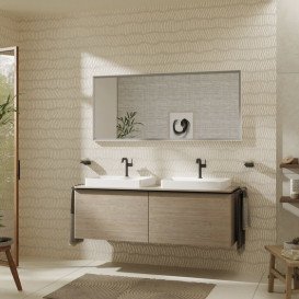Столешница Hansgrohe Xelu Q 156х55 см с 2 вырезами под раковину 60 см ДСП натуральный дуб 54112230