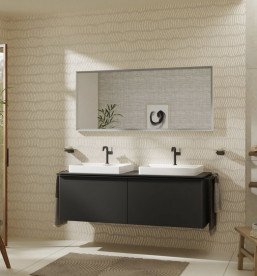 Стільниця Hansgrohe Xelu Q 156х55 см з 2 вирізами під раковину 60 см ДСП матовий сірий 54112910