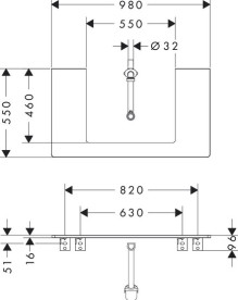 Столешница Hansgrohe Xelu Q 98х55 см с вырезом под раковину 60 см ДСП белый глянцевый 54110050