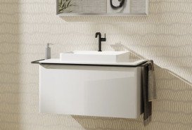 Столешница Hansgrohe Xelu Q 98х55 см с вырезом под раковину 60 см ДСП белый глянцевый 54110050