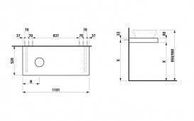 Стільниця Laufen Case 1191х520х80 мм з вирізом зліва МДФ світлий дуб H4051420755191
