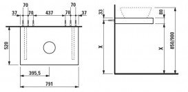 Стільниця Laufen Case 791х520х80 мм з вирізом МДФ білий матовий H4051210754631