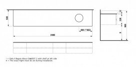 Столешница Laufen IL Bagno Alessi One 240х50 см с вырезом справа технический мрамор белый глянцевый H4246130976311