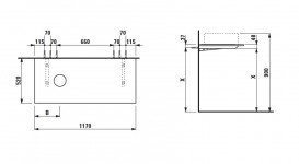 Стільниця Laufen Space 117х52 см з вирізом зліва HPL білий матовий H4110011601001