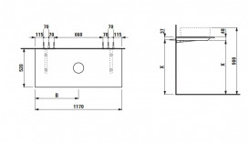 Стільниця Laufen Space 117х52 см із вирізом по центру HPL світлий горіх H4110031601011