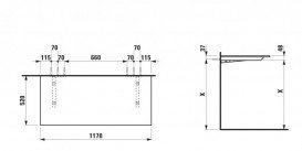 Стільниця Laufen Space без вирізу 117х52 см HPL світлий горіх H4110001601011