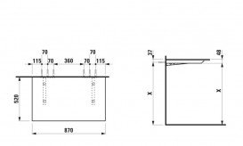 Стільниця Laufen Space без вирізу 87х52 см HPL темний в'яз H4109501601031