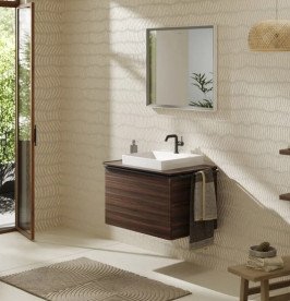 Столешница Hansgrohe Xelu Q 78х55 см с вырезом под раковину 50 см ДСП темный орех 54094630