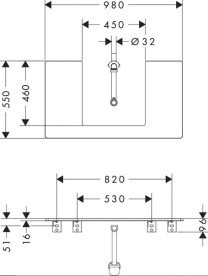 Столешница Hansgrohe Xelu Q 98х55 см с вырезом под раковину 50 см ДСП темный орех 54095630