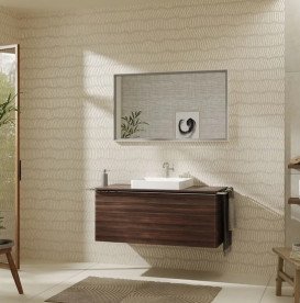 Столешница Hansgrohe Xelu Q 118х55 см с вырезом под раковину 50 см ДСП темный орех 54096630