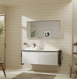 Стільниця Hansgrohe Xelu Q 136х55 см виріз зліва під раковину 50 см ДСП білий глянсовий 54097050