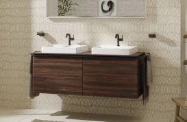 Стільниця Hansgrohe Xelu Q 136х55 см з 2 вирізами під раковину 50 см ДСП натуральний дуб 54099230