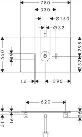 Столешница под раковину Hansgrohe Xelu Q 78х55 см с вырезом ДСП матовый серый 54113910