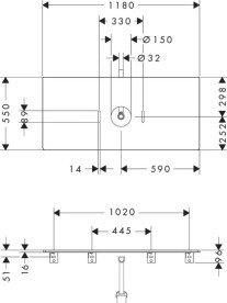 Стільниця під раковину Hansgrohe Xelu Q 118х55 см з вирізом ДСП матовий сірий 54115910