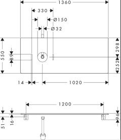 Столешница под раковину Hansgrohe Xelu Q 136х55 см вырез слева ДСП матовый серый 54116910