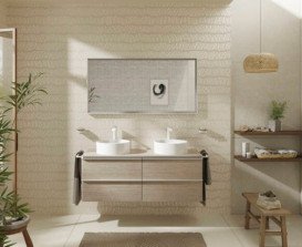 Столешница под раковину Hansgrohe Xelu Q 136х55 см с 2 вырезами ДСП натуральный дуб 54118230