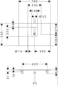 Стільниця під раковину Hansgrohe Xelu Q 78х55 см з вирізом ДСП білий глянсовий 54120050