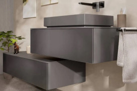 Столешница под раковину Hansgrohe Xevolos E 137х55 вырез справа МДФ cланцево-серый матовый 54206760