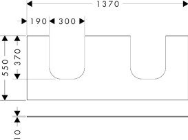 Стільниця під раковину Hansgrohe Xevolos E 137х55 з 2 вирізами МДФ сланцево-сірий матовий 54207760