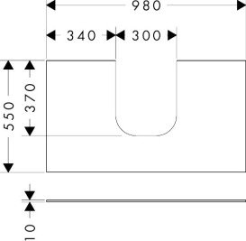 Стільниця під раковину Hansgrohe Xevolos E 98х55 з вирізом у центрі МДФ матовий білий 54209700
