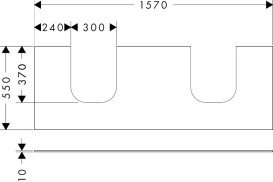 Столешница под раковину Hansgrohe Xevolos E 157х55 с 2 вырезами МДФ песочный матовый бежевый 54211780